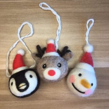 Needle Felted Ornaments Tutorial: Reindeer, Penguin, and Snowman